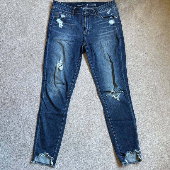 Articles Of Society Denim - Articles Of Society Dark Blue Distressed Skinny Jeans
